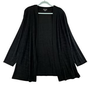 Picadilly Open Front Acetate Cardigan Womens 1/2X Black Easy Wear Travel Comfort